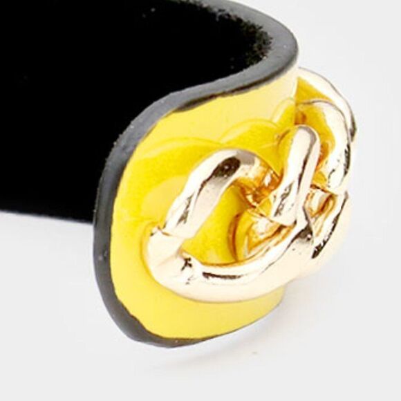 Honey Bee Yellow Metal Chain Cuff Bracelet - Picture 4 of 5